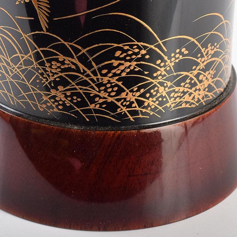 茶道具　中林星山作　秋草鳥蒔絵　茶器　共箱　V　8364