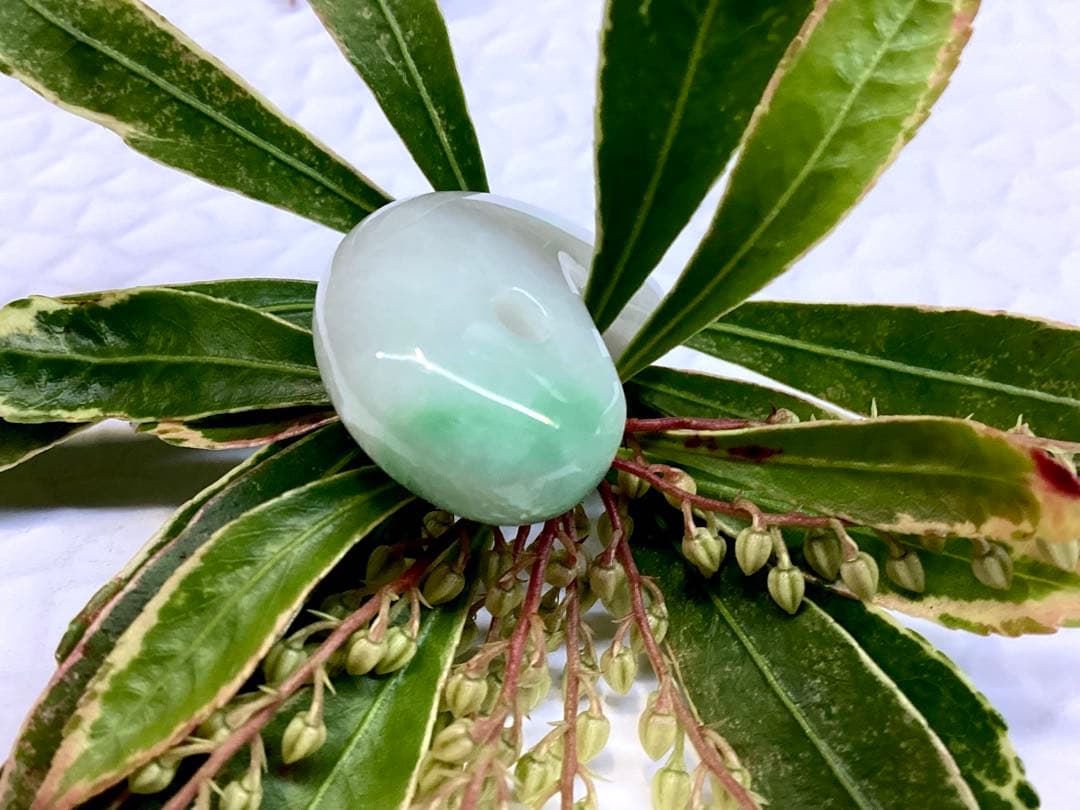 ✳桁違いの色合い　糸魚川翡翠ジェダイト　勾玉　鑑別書取得の天然無垢　超お買得品‼️