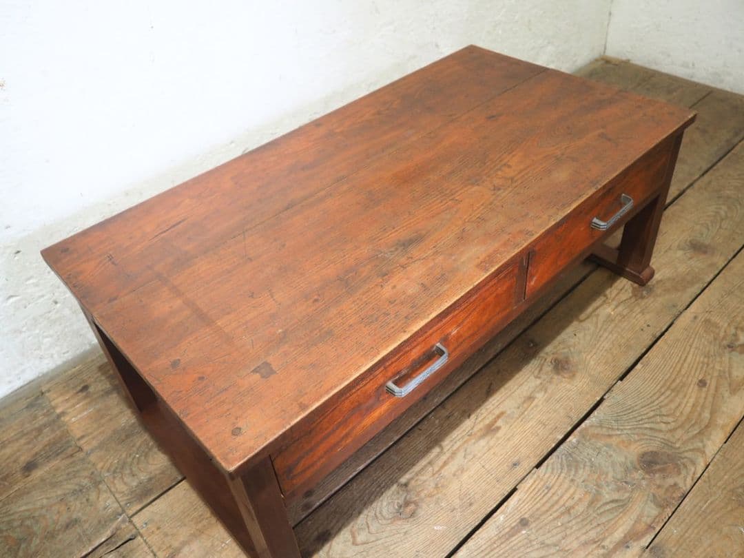 1207 アンティーク　文机　ローテーブル　座卓　ちゃぶ台 レトロ　展示台　引出