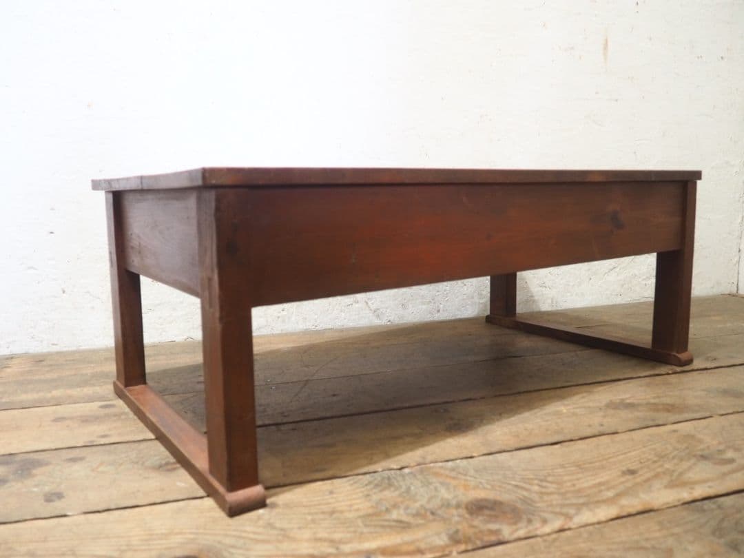 1207 アンティーク　文机　ローテーブル　座卓　ちゃぶ台 レトロ　展示台　引出