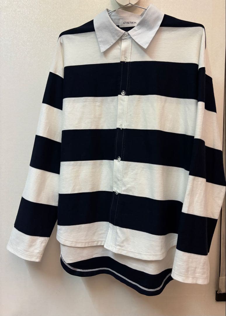 ATTISESSION アティセッション　コットンビックラグビーシャツ