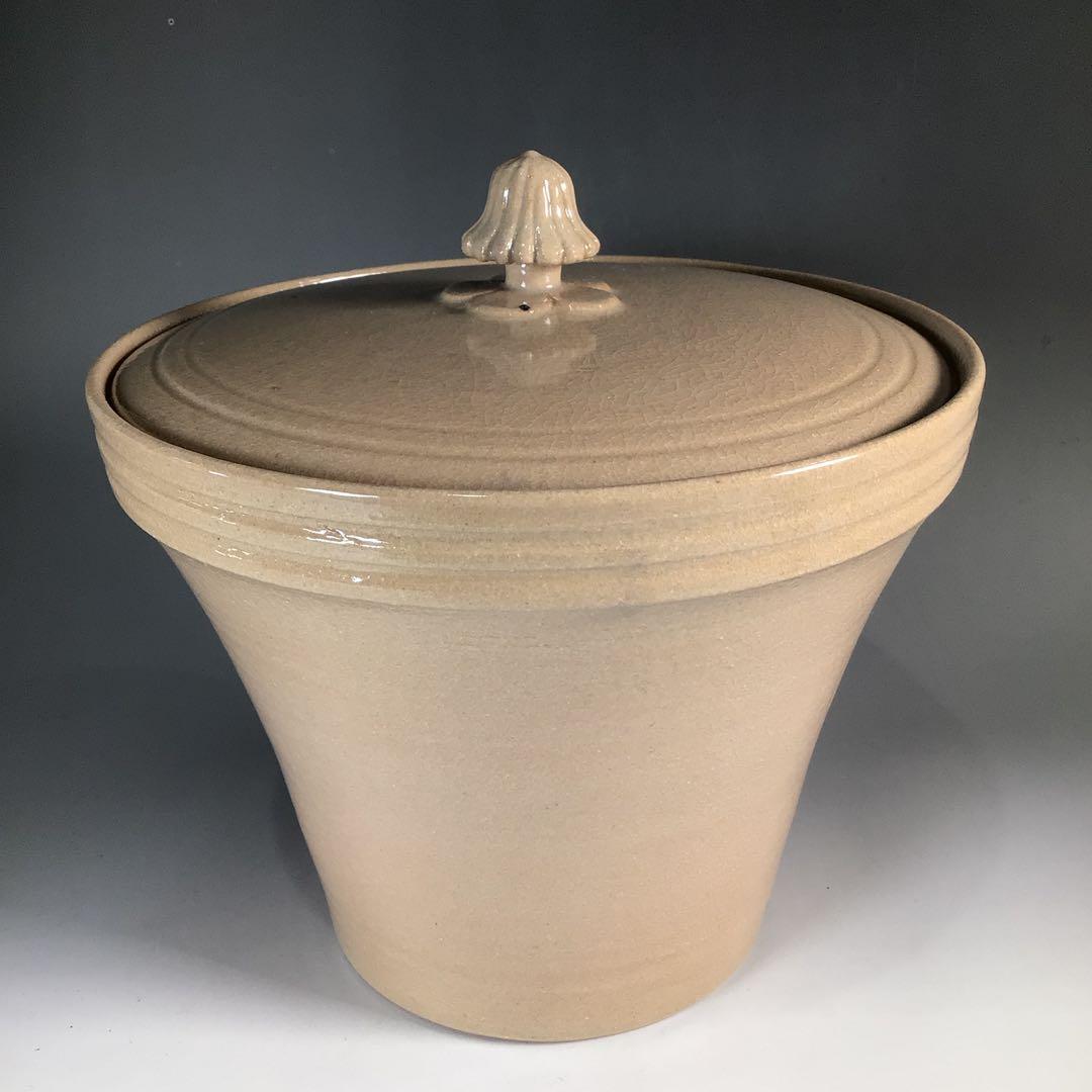 Ｎ１６４　水指　『宮島焼』『川原圭斎造』『広口水指』　共箱　茶道具