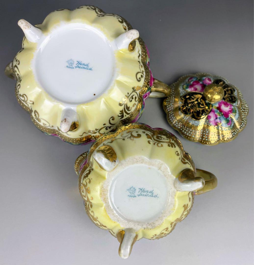 【専用】オールドノリタケ 薔薇紋 ビード盛り シュガーボウル クリーマー