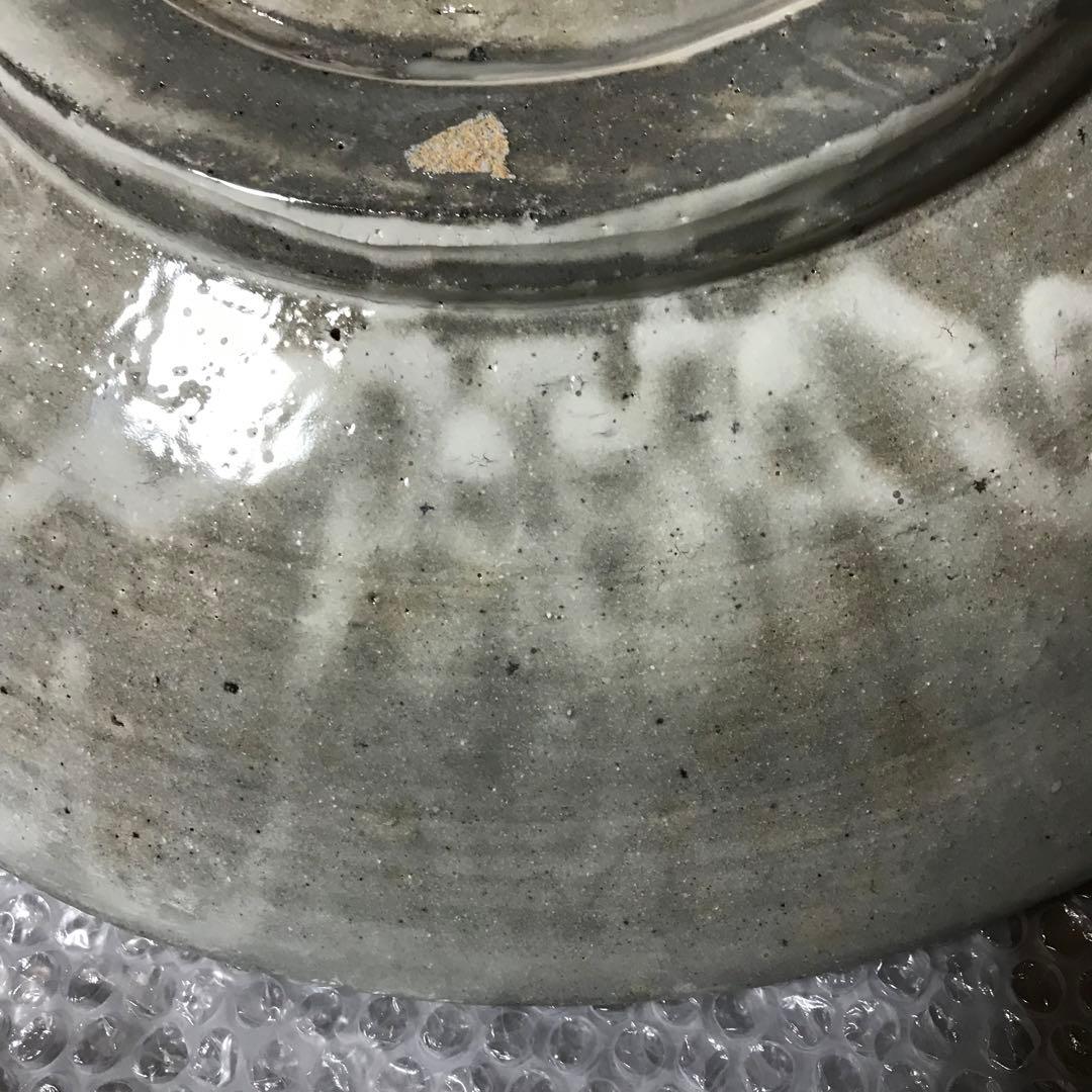 大皿　アンティーク　山上憲一　粉引貼草文大皿　直径41.5ｃｍ