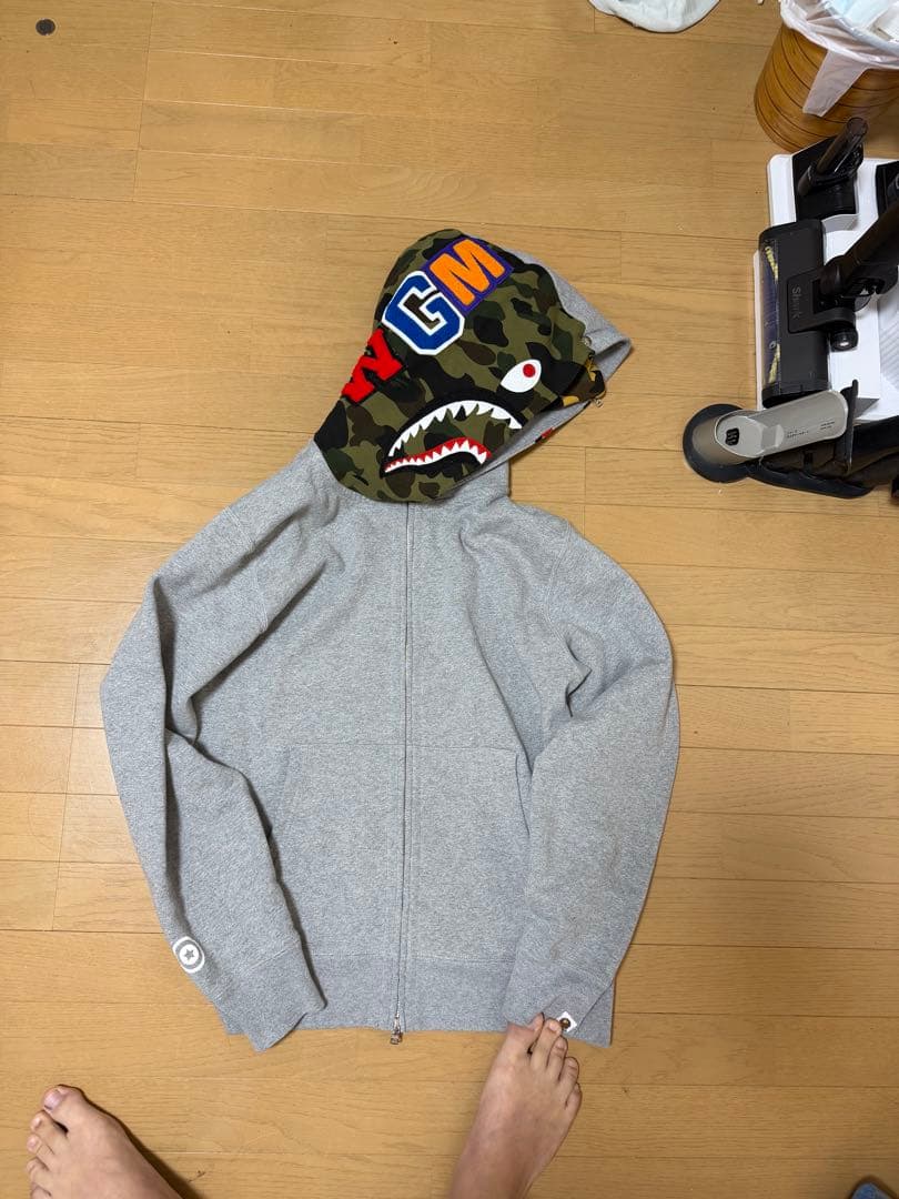 迷彩シャークデザイン ジップアップパーカー
