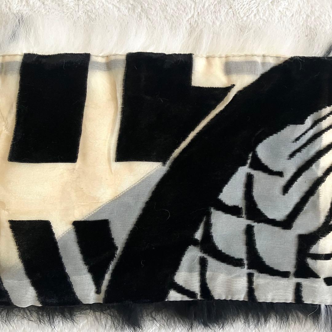 クリスチャンディオール ガリアーノ ラビットファーマフラー ブラック ホワイト