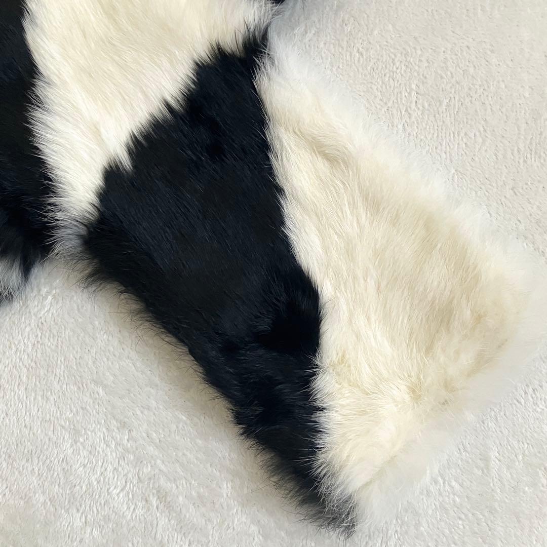 クリスチャンディオール ガリアーノ ラビットファーマフラー ブラック ホワイト