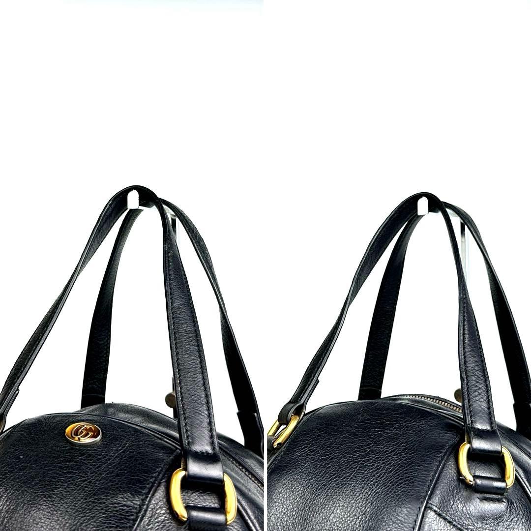 【美品】グッチ　バスケットボール　シェイプ　ハンドバッグ　マーモント　レザー　黒