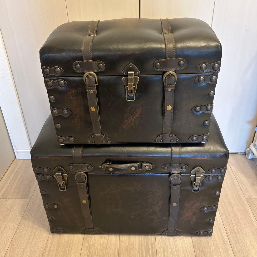 アンティーク調　宝箱　スツール　収納　トランクBOX