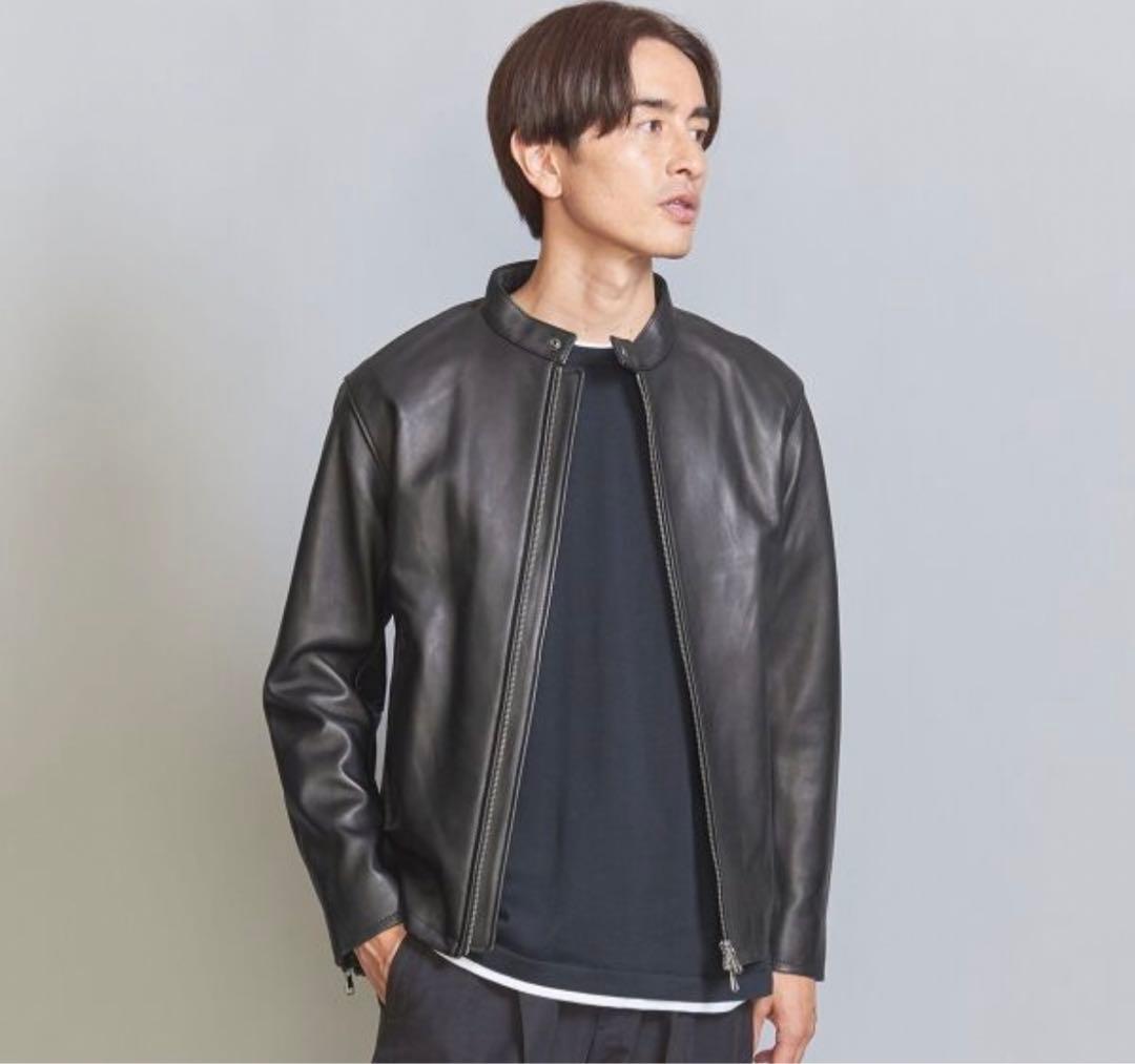BY シープレザー シングル ライダースジャケット