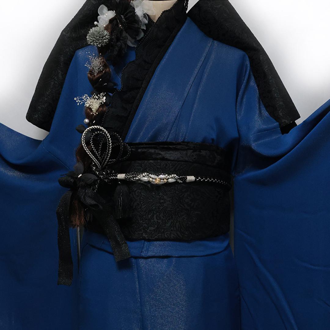 一点のみ！青色◆振袖6点セット160.5cmブルー成人式前撮りフルセットbJ30