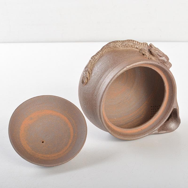 煎茶道具　備前焼　緒方一輝作　宝瓶　共布共箱　M　R7490