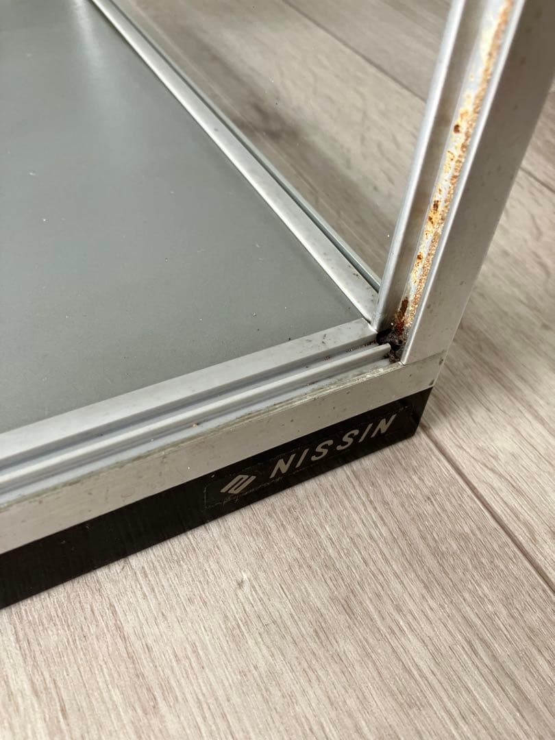 NISSIN アルミ 昭和レトロ ガラスショーケース 2段 ディスプレイ