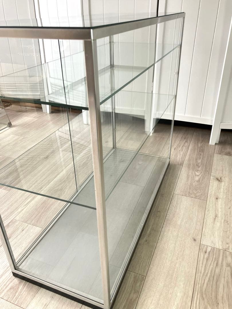 NISSIN アルミ 昭和レトロ ガラスショーケース 2段 ディスプレイ