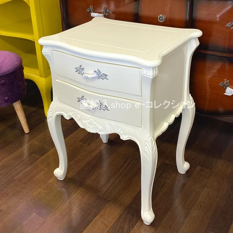 マホガニー ナイトテーブル ベッドサイドテーブル 2段引出し 収納 アンティーク