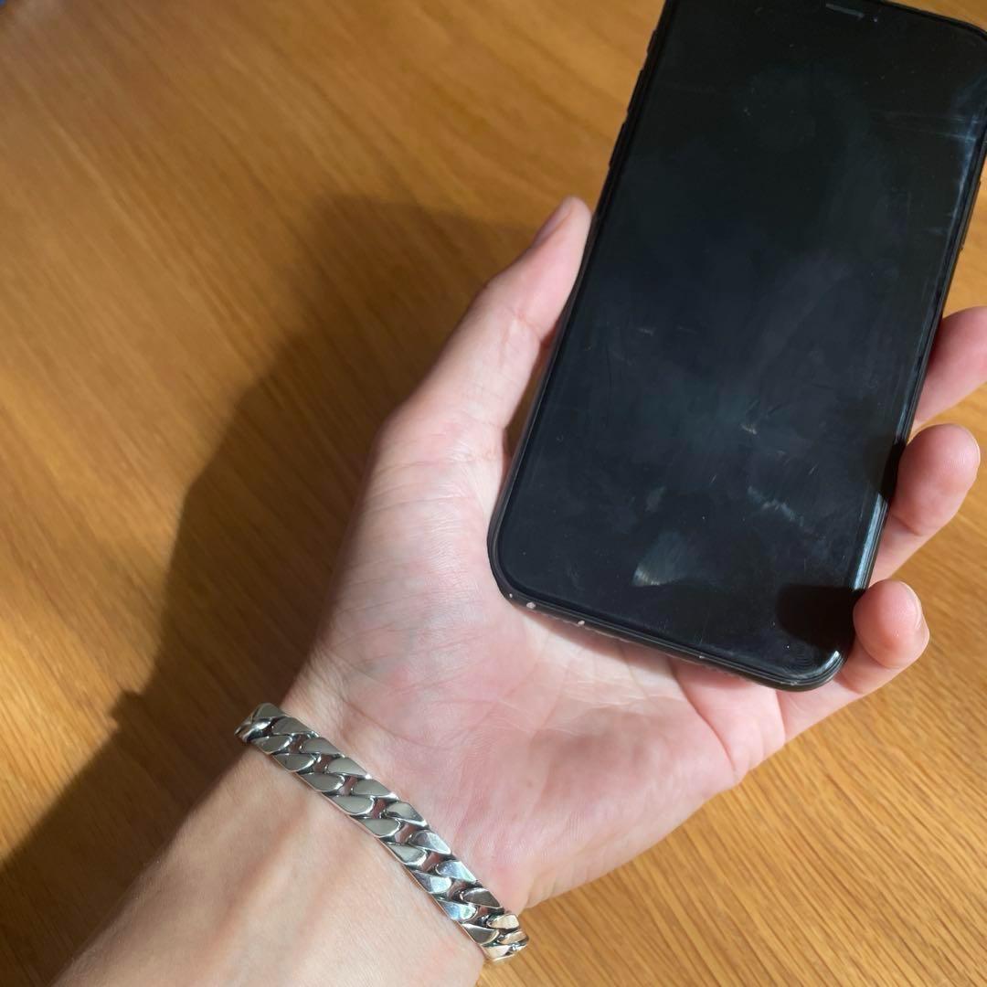 シルバー925鑑定済 喜平チェーンブレスレット キューバン8mm×20cm