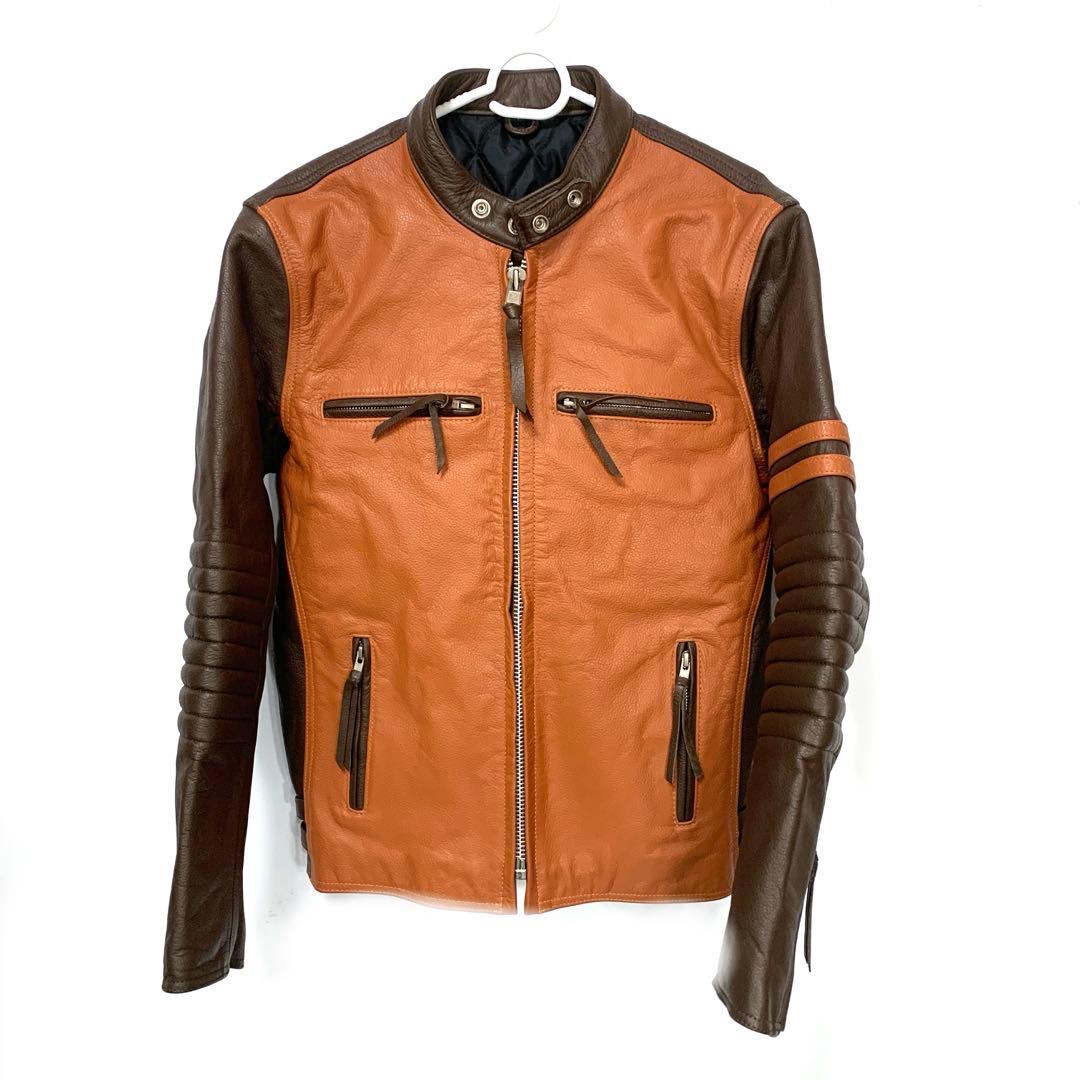 美品！フリーダム革ジャン バッファローレザー シングルライダース ジャケットLL