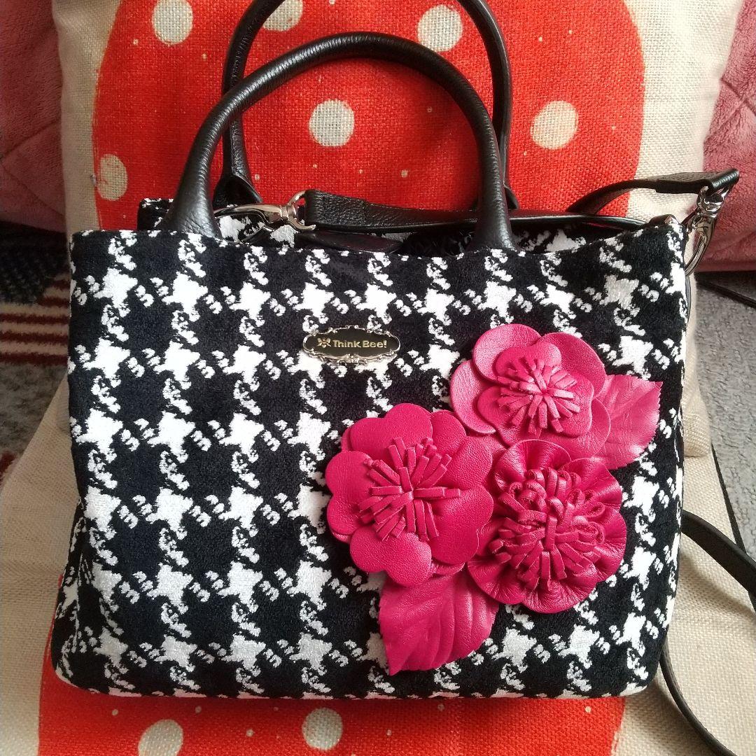 Think Bee! ハウンドトゥース柄ショルダーバッグ