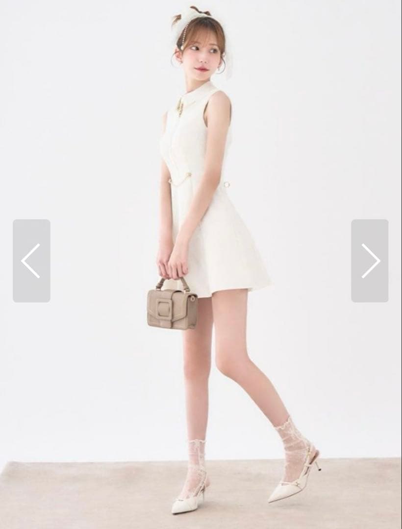 襟付きフロントジップフレアーワンピースドレス/キャバドレス