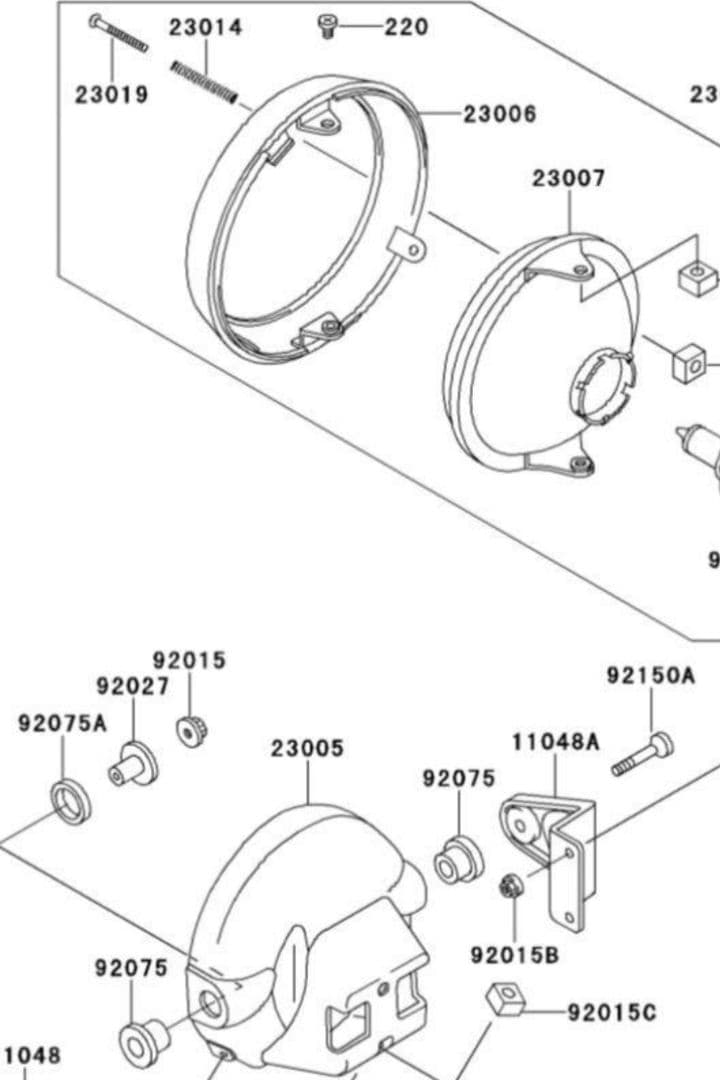 ヘッドライトケース リム　ゼファー/χ/750 ZRX400II バリオス