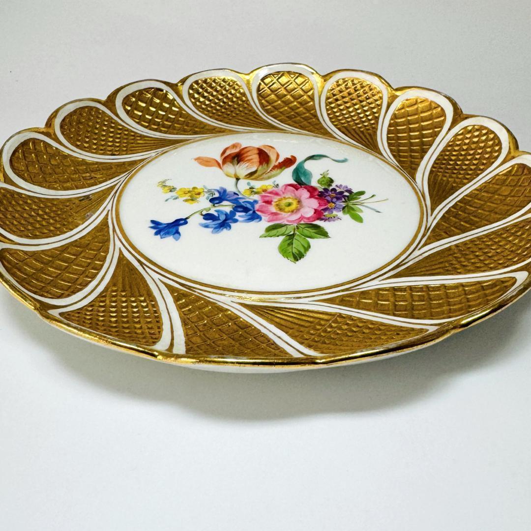 ★マイセン★1級品 プレート 花柄 ゴールドグランツ バラ 23cm レリーフ