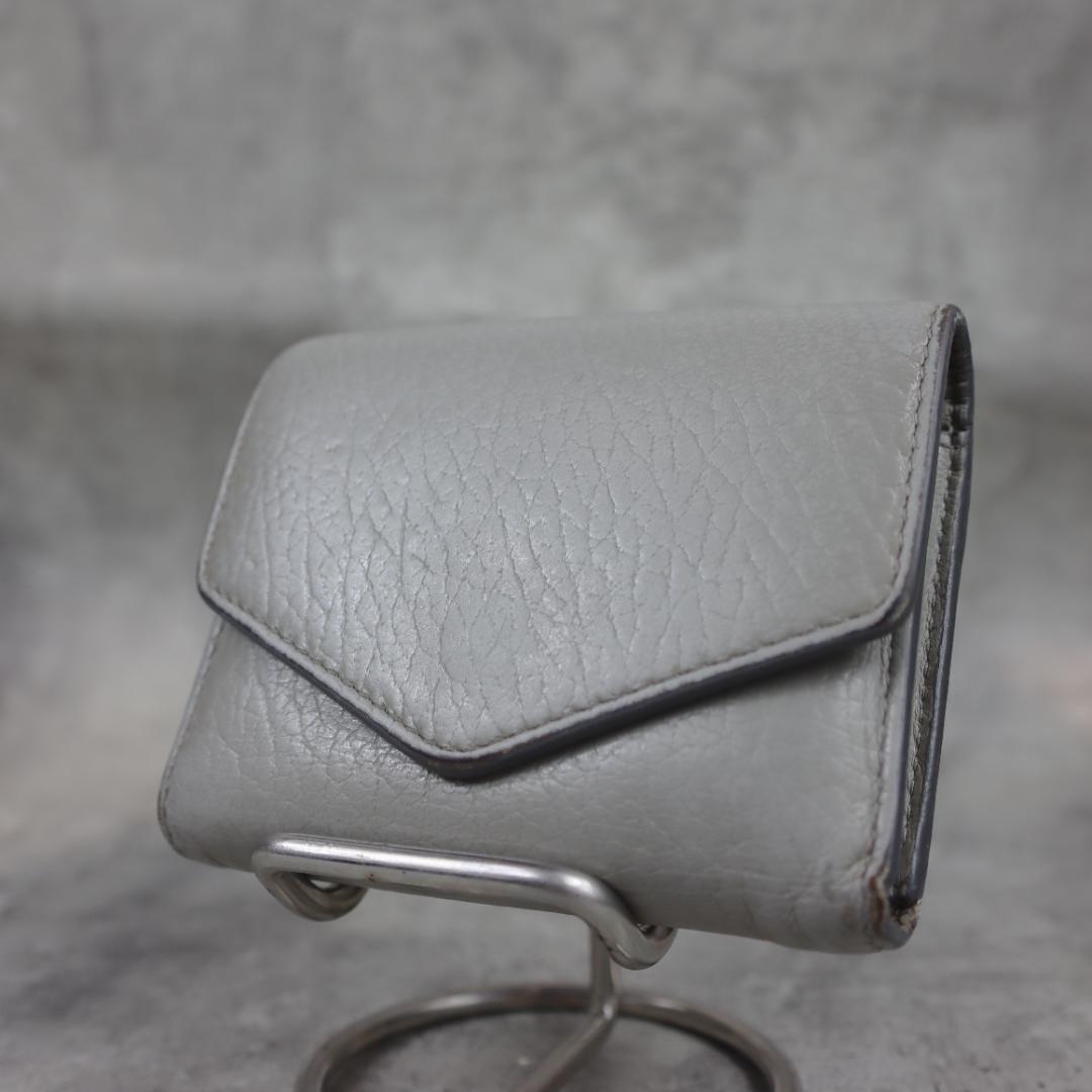 Maison Margiela 三つ折り 財布 レザー グレー ステッチ