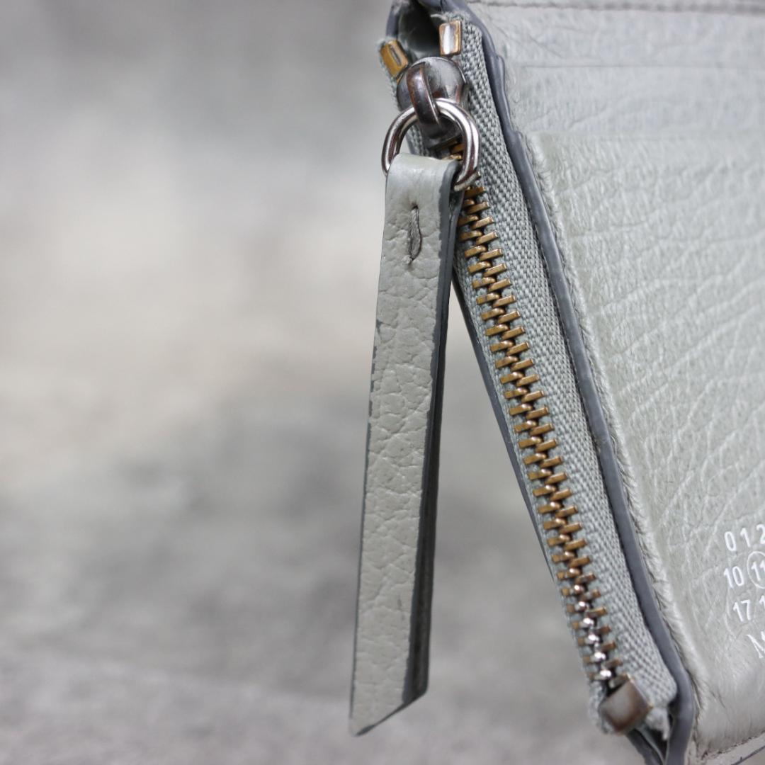 Maison Margiela 三つ折り 財布 レザー グレー ステッチ