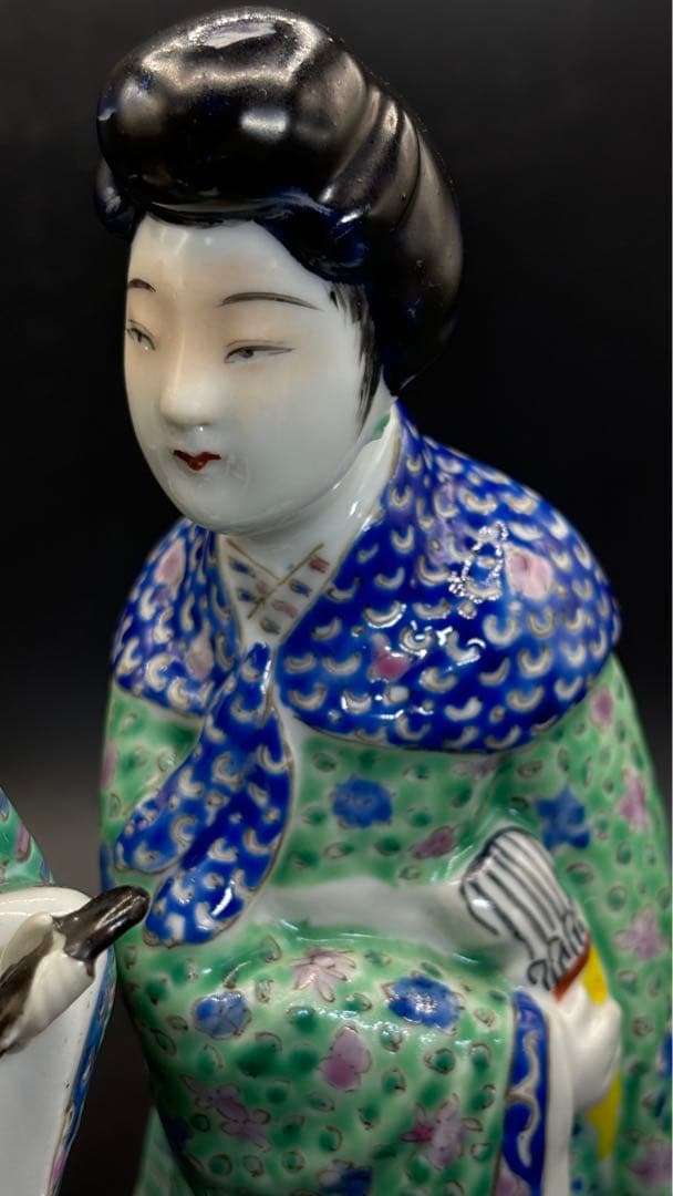 中国美術 古玩 色絵陶人形 陶器人形 高さ約26cm 置物 オブジェ 古董品