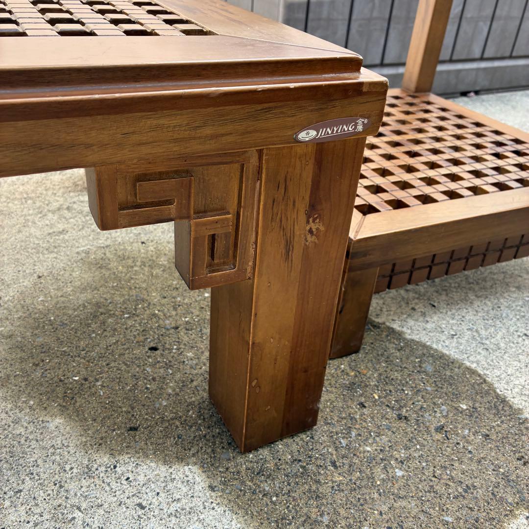 ローテーブル　ローチェア2脚セット　コーヒーテーブル　アンティーク　アジアン