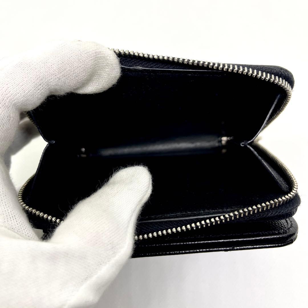 極美品✨イヴサンローラン 二つ折り財布 カサンドラ キャビアスキン Vステッチ