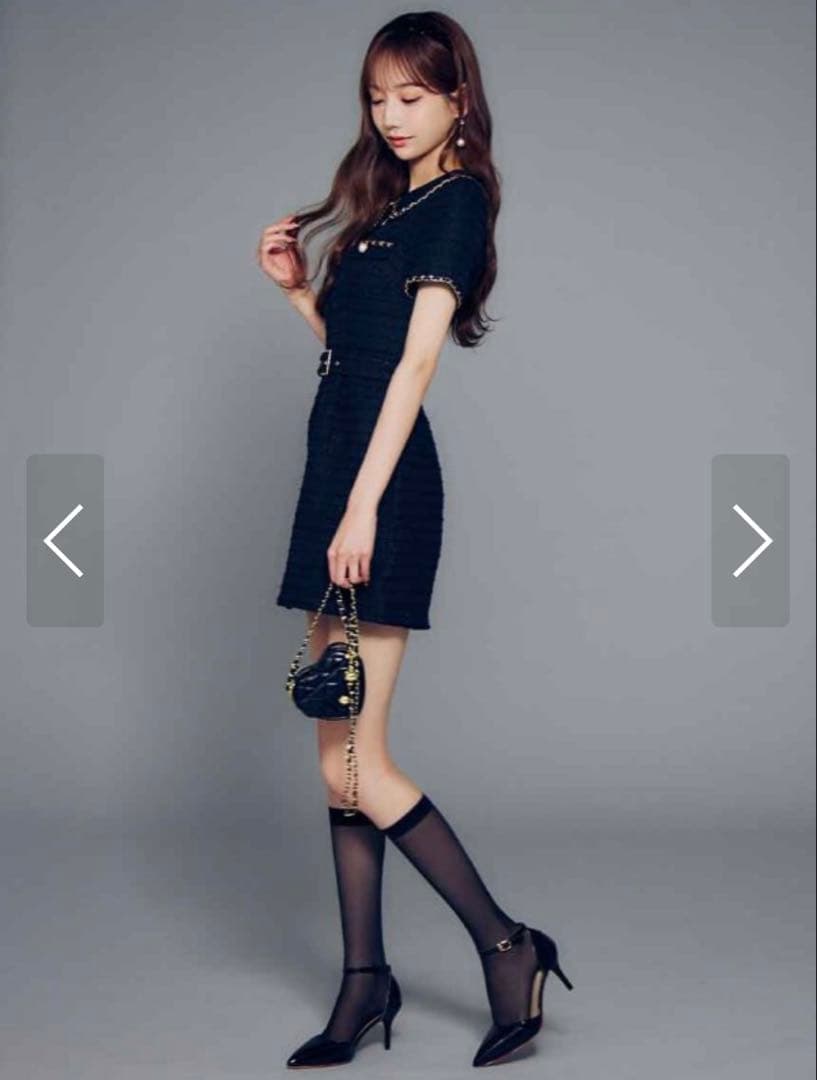 ジュエルズ　ブラックツイードドレス