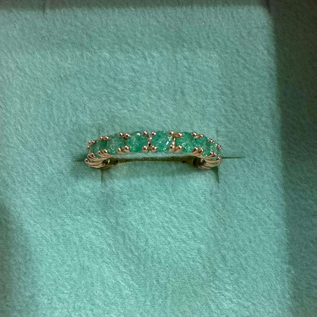 12、13号14K フルエタニティ 非加熱天然石 グリーンエメラルド ザンビア産