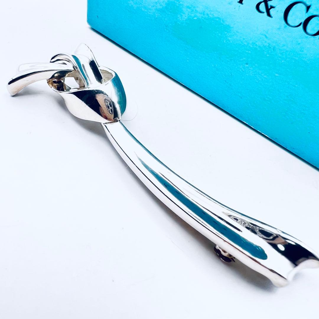 美品✨ティファニー　リボン　ピンブローチ　シルバー　Knot ヴィンテージ