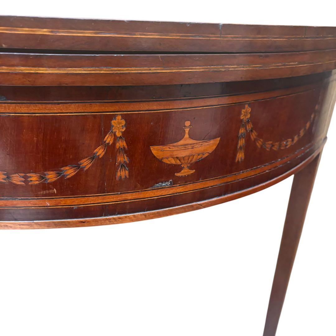 象嵌 ゲートレッグ コンソールテーブル 半円 折りたたみ 円形 アンティーク