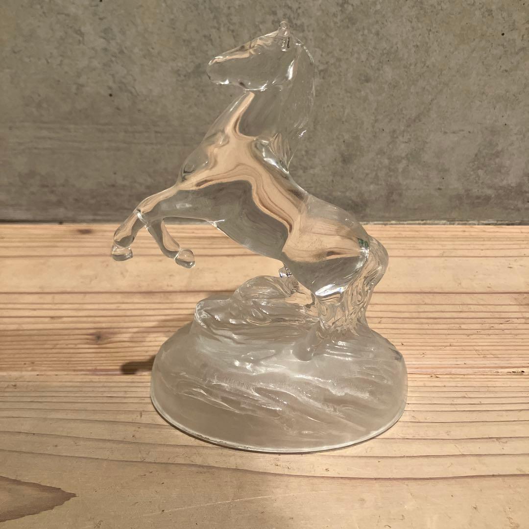 美品 ヴィンテージ ガラス 馬　りんご 置物 オブジェ ずっしり　クリスタル