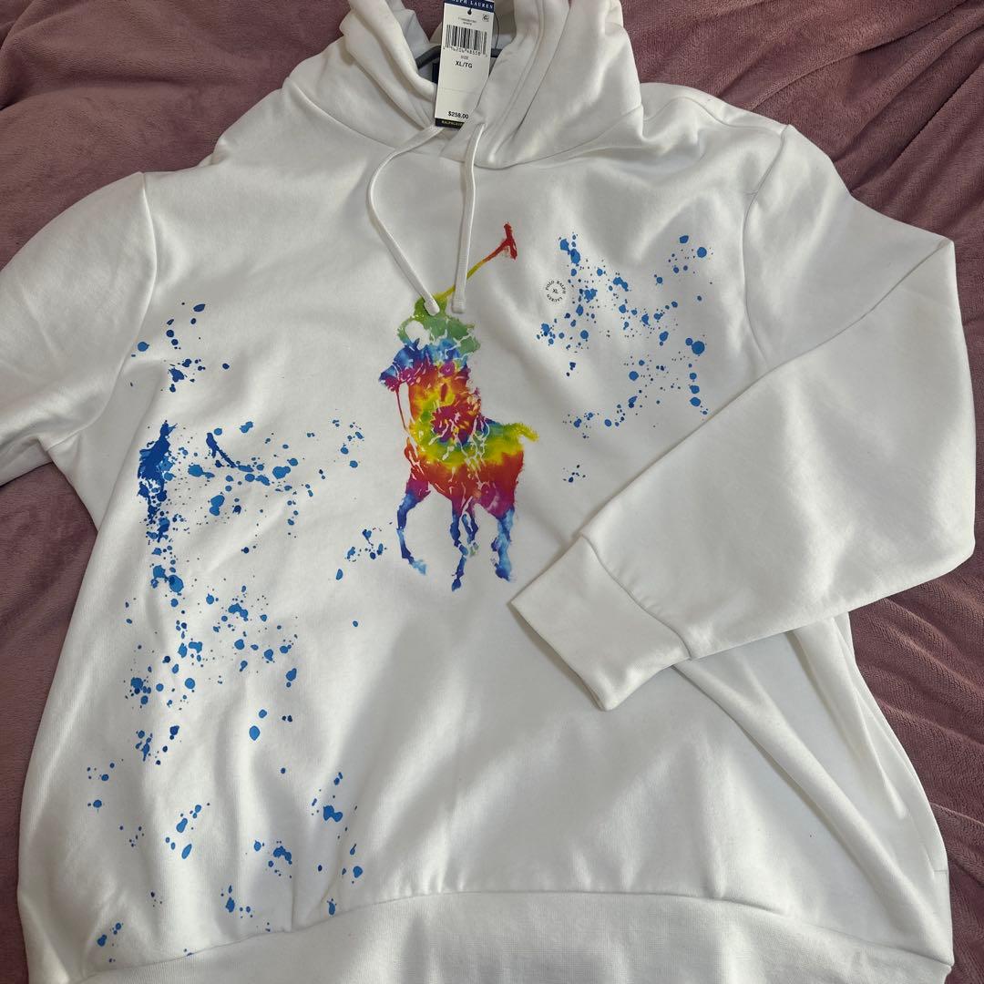 ホワイト ラルフローレン　レインボープリント パーカ