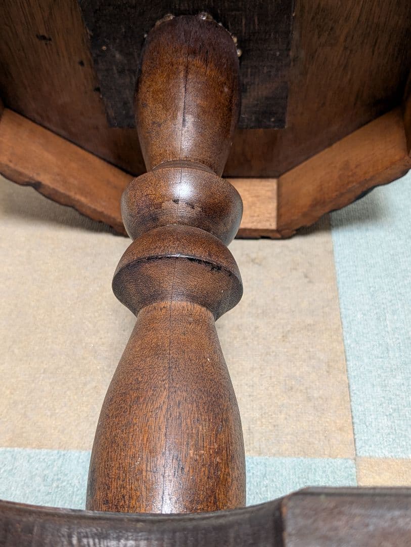 古家具　民芸家具　木製　木彫り　サイドテーブル　花台