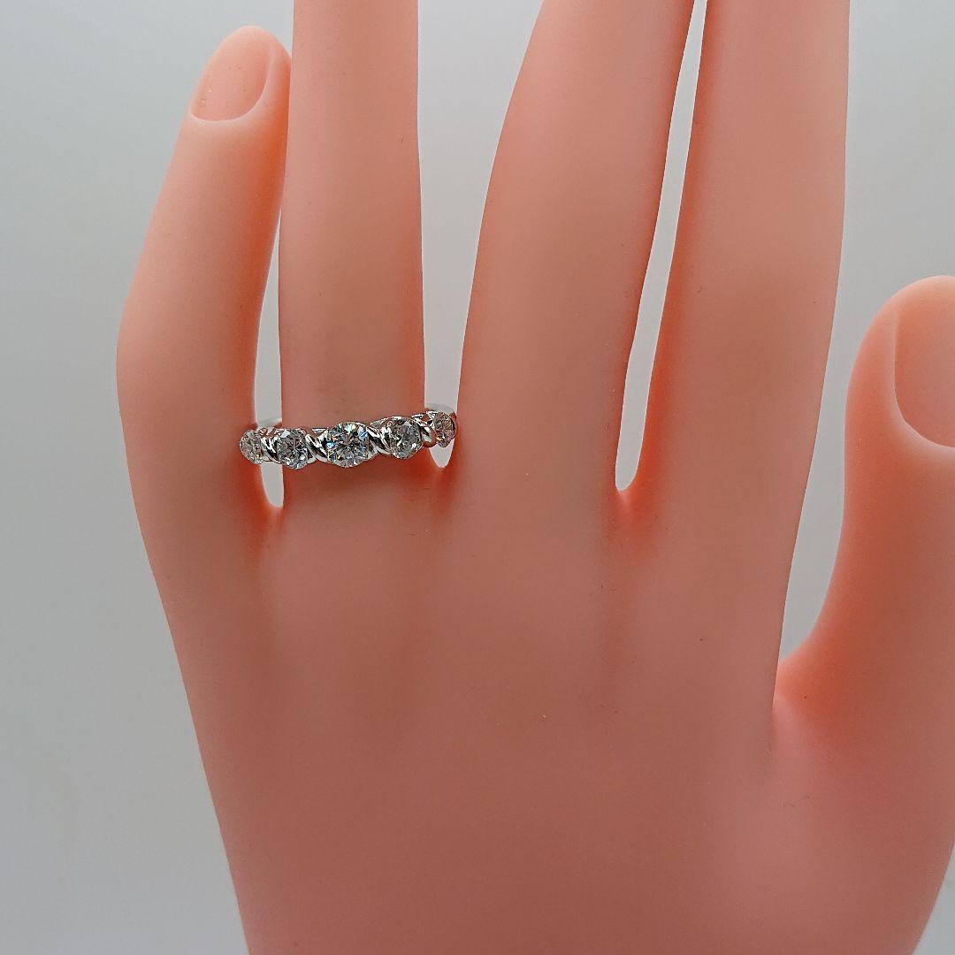 はる様1カラットUP 5粒 ツイスト天然ダイヤモンドリング エタニティPt900