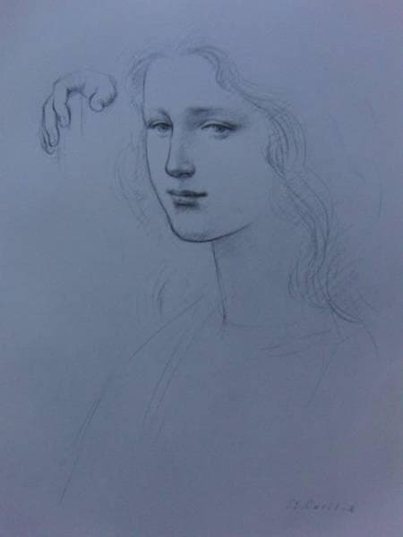 船越保武、聖セシリア、希少額装用画集画、大判、新品高級額装