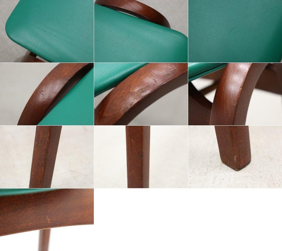 秋田木工 剣持勇 ビーチ材 スタッキングスツール No.202 レトロ 緑