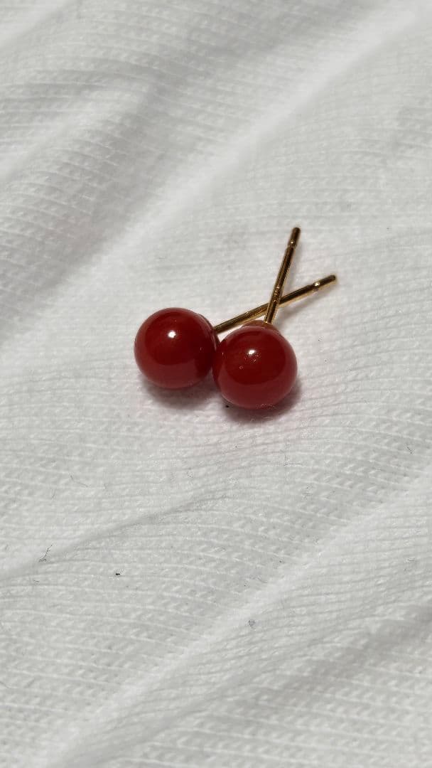 K18 赤珊瑚 本珊瑚 ピアス