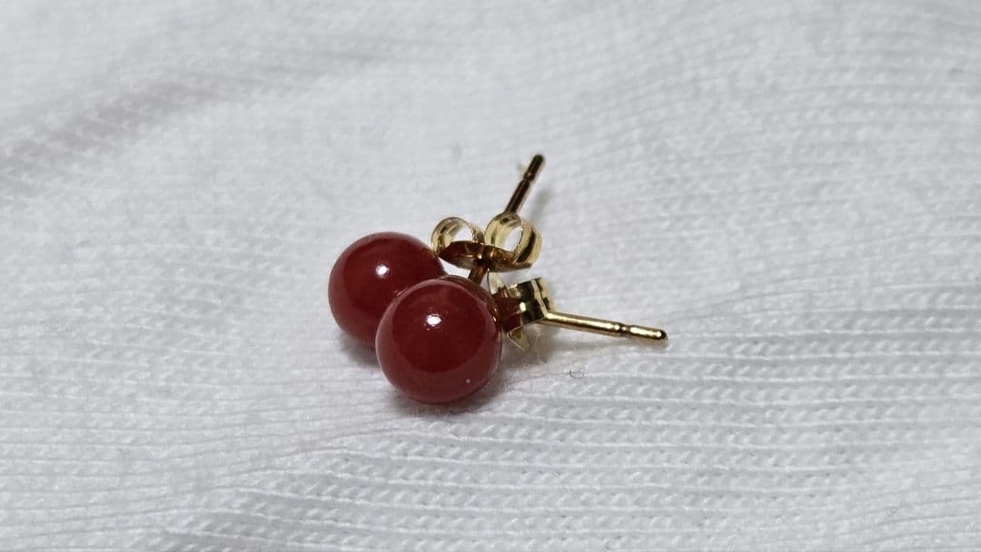 K18 赤珊瑚 本珊瑚 ピアス