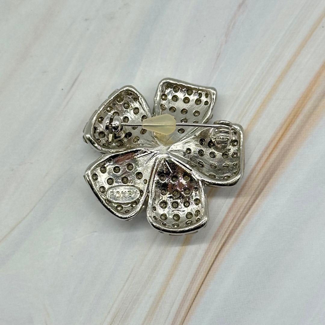 FOXEY FLEUR ブローチ フラワー ラインストーン ジルコニア