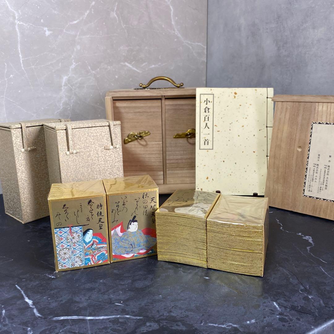 尾形光琳筆　 本金彩本金粉　小倉百人一首　解説書付　大石天狗堂製
