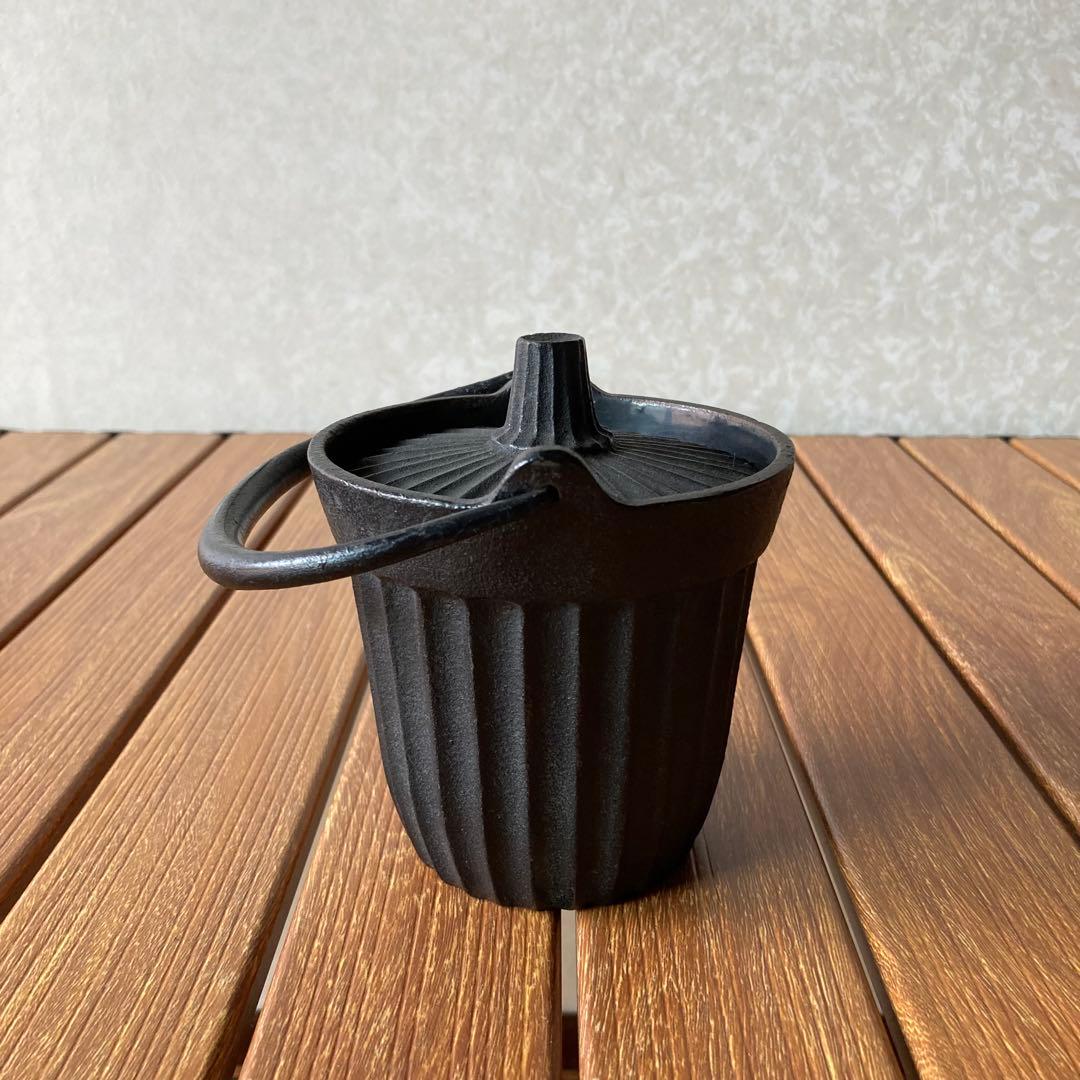 昭和レトロ 南部鉄器 鉄製 鋳鉄 鋳物 蛇ノ目 鉄瓶 急須 茶注ぎ ホーロー加工