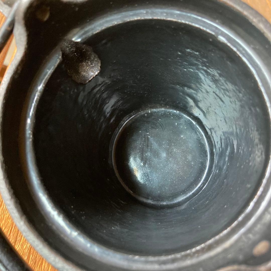 昭和レトロ 南部鉄器 鉄製 鋳鉄 鋳物 蛇ノ目 鉄瓶 急須 茶注ぎ ホーロー加工