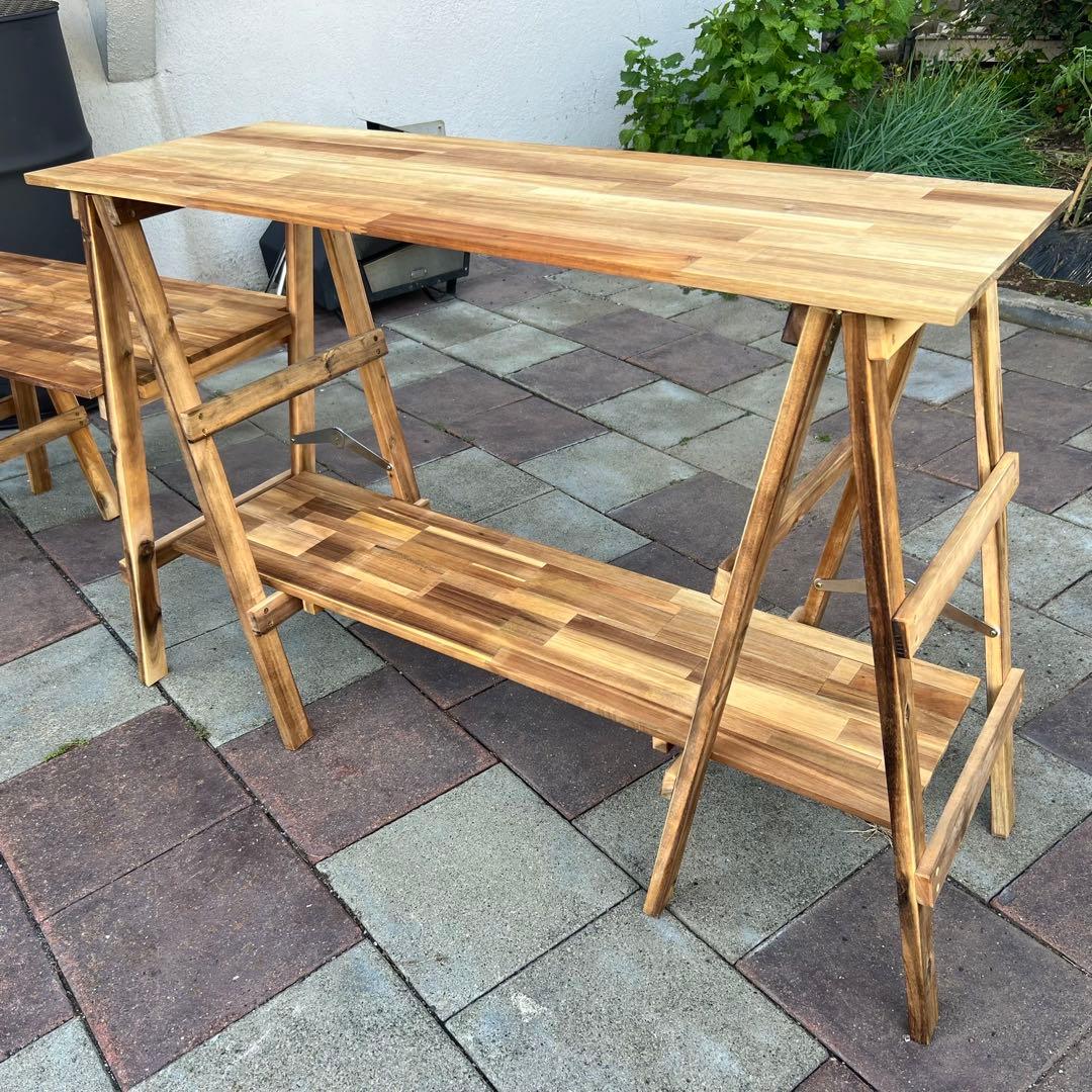 【未使用】キッチンテーブル アカシアキッチンラック + オプションテーブル