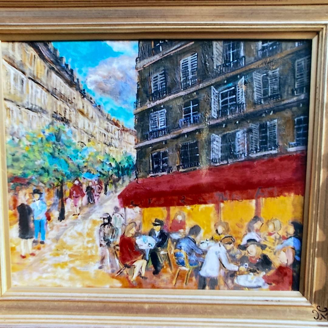 洋画　油絵　油彩画　額付き　パリ　菊地正則　美品　芸術