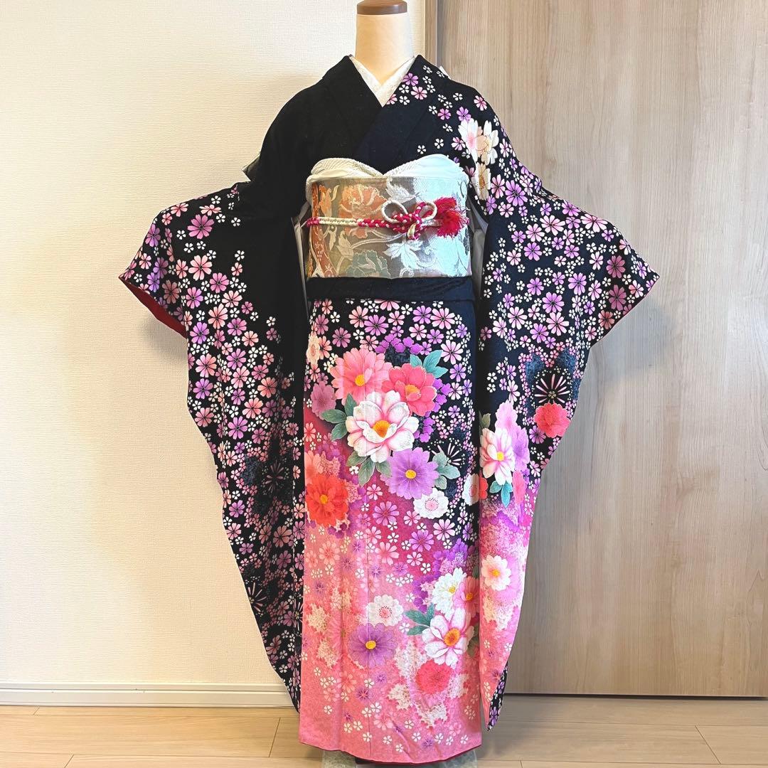 振袖セット　黒　ピンク　sMH2410154