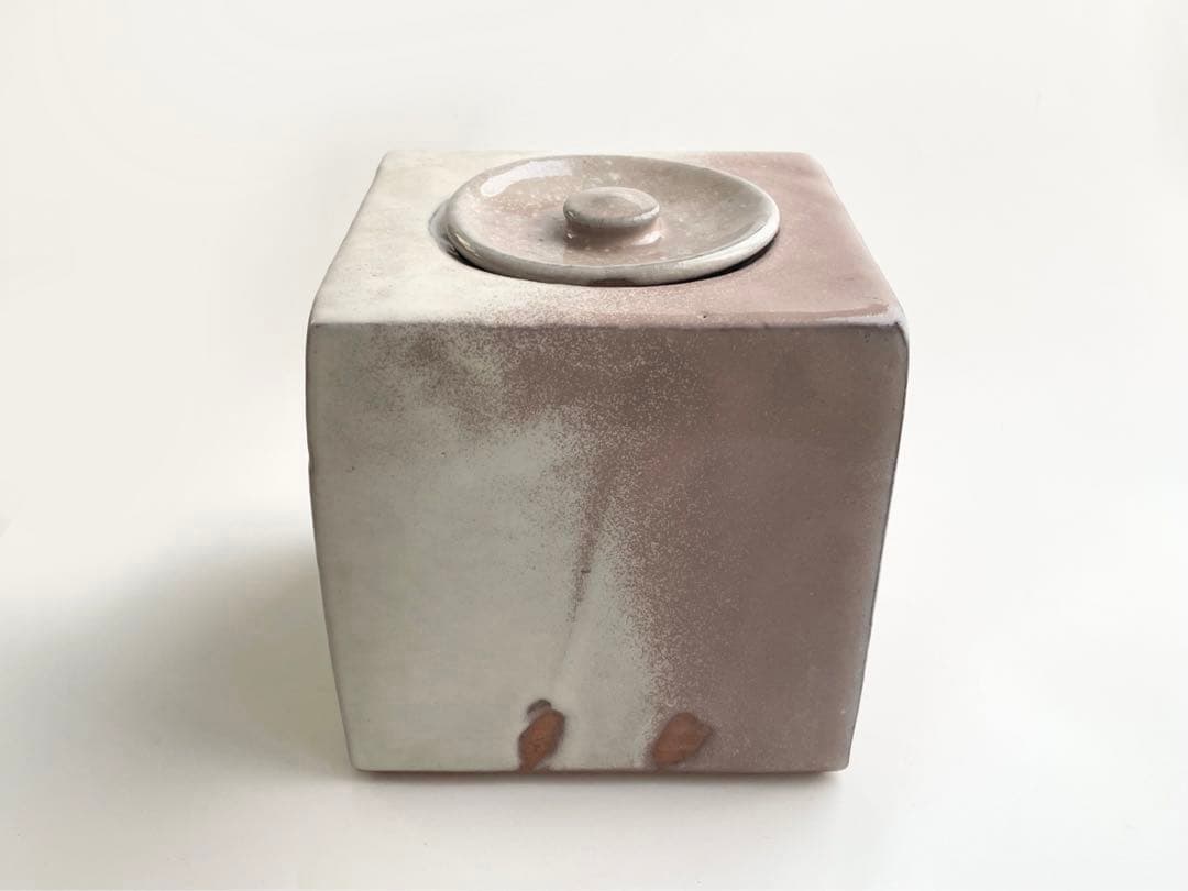 陶芸家　三輪栄造　萩　水指　茶道具　萩焼水指　　共蓋　父　十一代　三輪休雪